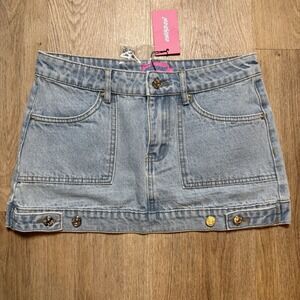 Edikted Light Blue Denim Mini Skirt